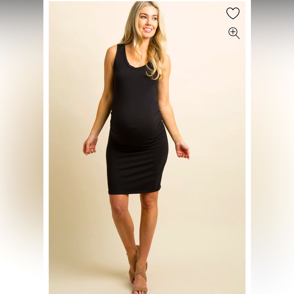 Pinkblush Black Sleeveless Ruched Fitted Maternity Dress
